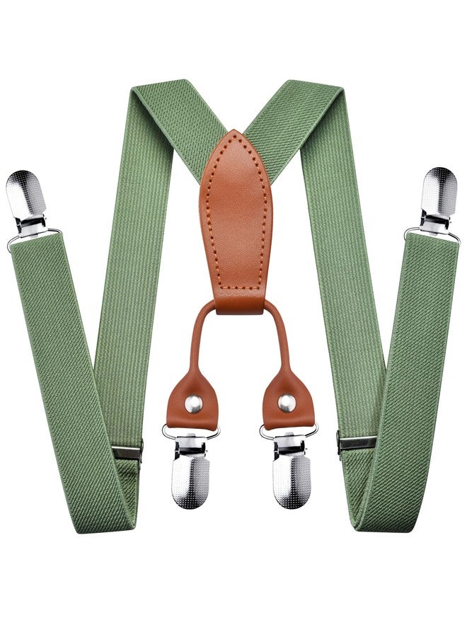 Branduce Baby Boy Sage Green Suspender with 4 Strong Clips Adjustable Kids Y Back Suspenders (SS01-51) - Image 1